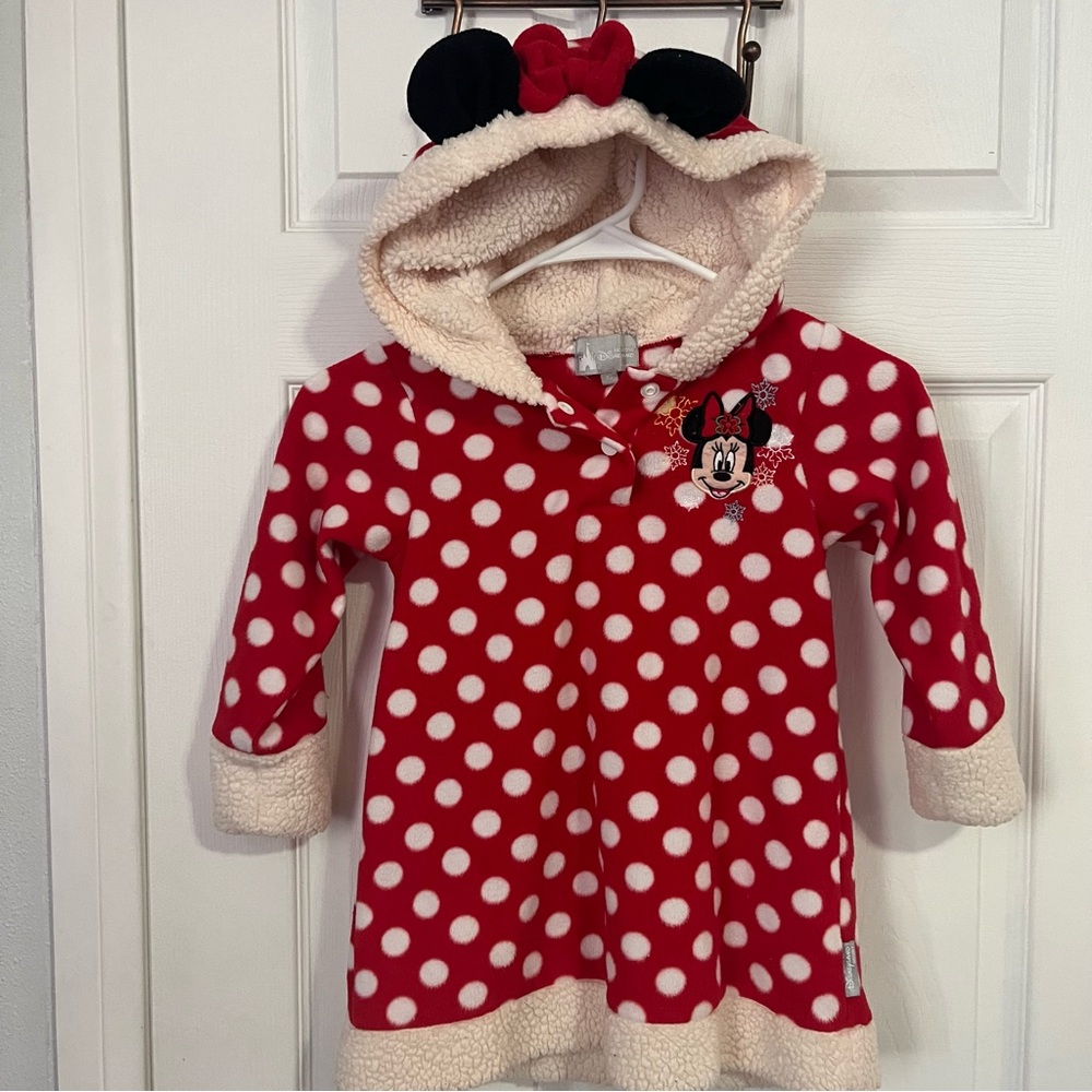 Disney Red and White Polka Dot Fleece with Hood